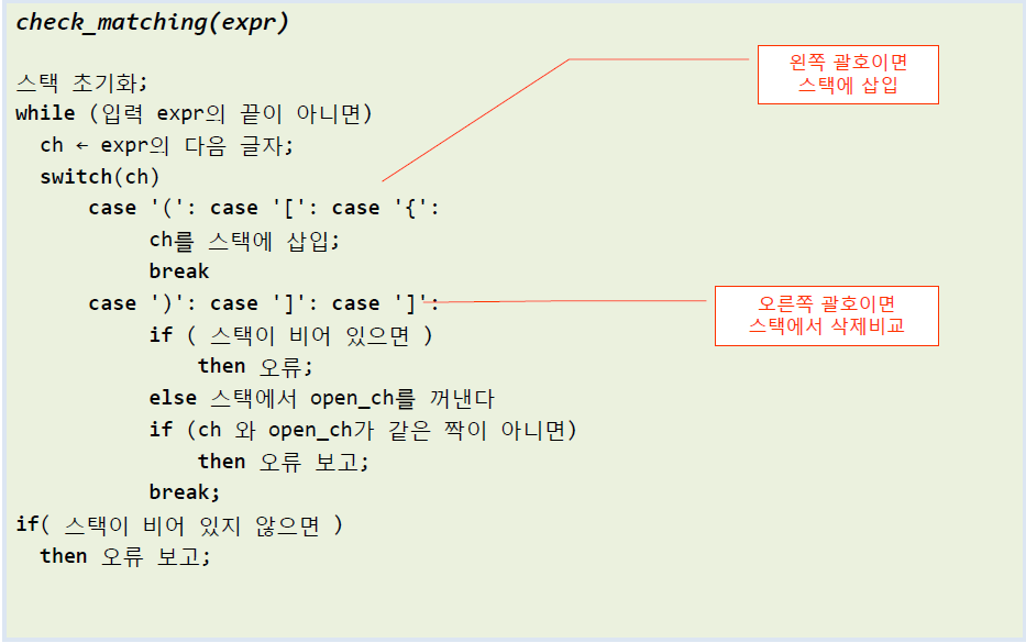 괄호검사 의사코드